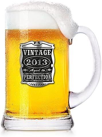 Empresa inglesa de pewter 1 pint anos vintage 2013 10º aniversário caneca de cerveja tanque de vidro - ideia de