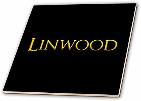 3drose Linwood Popular Baby Boy Nome na América. Presente amarelo em charme preto - azulejos