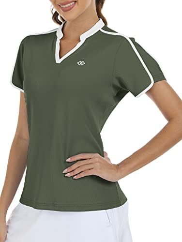 Mofiz Women's V Neck Golf Polo Camisetas Camisas de Tênis de Manga Curta