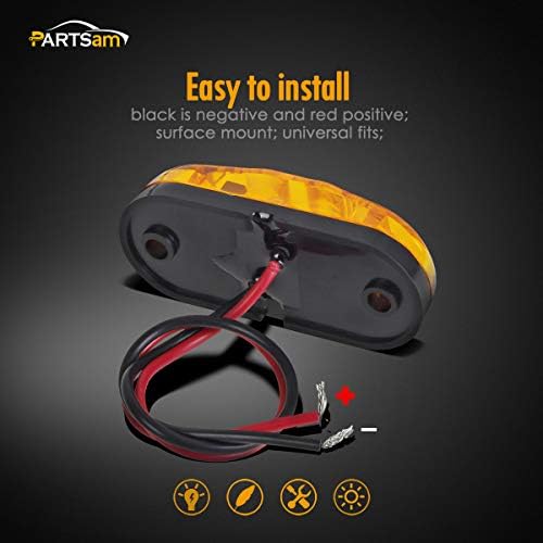 Partsam 2x 2x oval de 2,5 Trailer Ambar LED LIDADOR LUZES LUZES DE