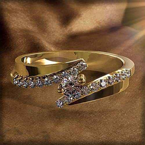 Noivado redondo de zircões de zircões femininos anéis de casamento anéis de jóias para mulher full diaml damies anel