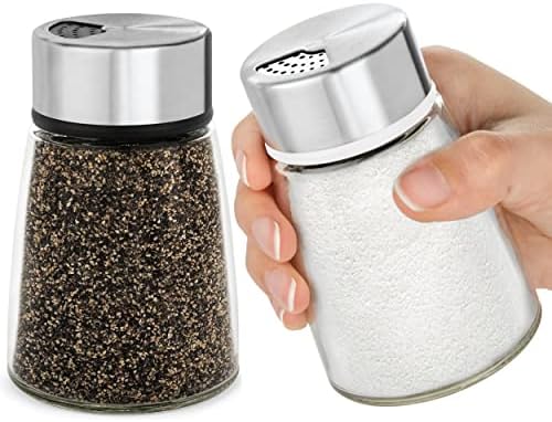 Shakers de sal e pimenta conjunto com orifícios de servir ajustável - dispensador de especiarias de aço inoxidável - perfeito