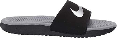 Nike unissex-kid slide kawa slide Sandal, preto/metálico prateado-partícula cinza, 2y juventude nos garotinhos