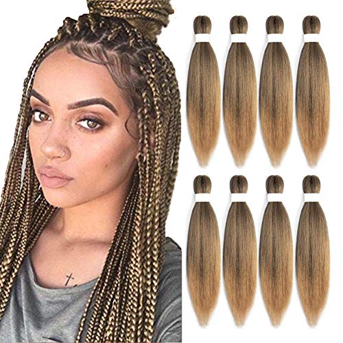 Cabelo de trança pré -esticada 18 polegadas 12 packs pré -esticada cabelos de trança Kanekalon Branças