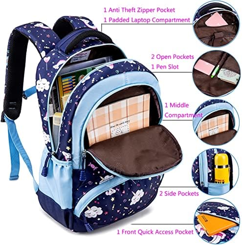 UNICORN DAFELILE BECKPACK PARA MENINAS MECHINGS MECHINGS SCOOL PARA MENINAS PARA MENINAS COMPRIMENTOS DE LOURS SCOLO