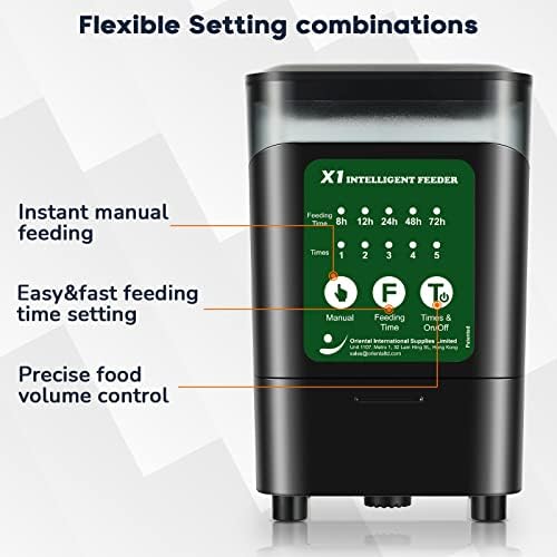 Grande alimentador automático de peixes, 14 FL.OZ Design patenteado Design Aquário Distribuidor de tanques de alimentos com timer,