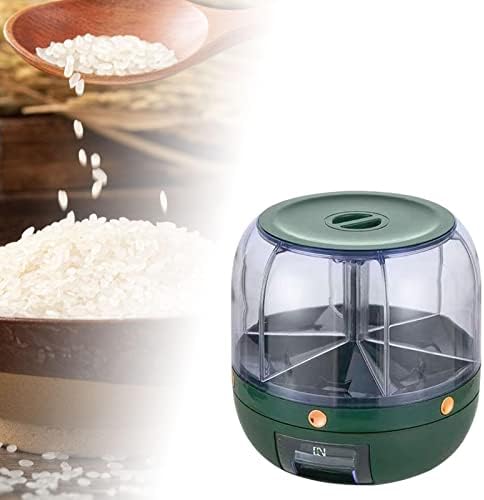 Dispensador de grãos de arroz rotativo fakeme, caixa de farinha redonda, organizador de cozinha, 6 organização de compartimento,