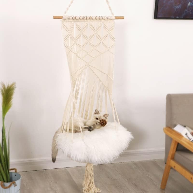 Scdzs algodão de tapeçaria de algodão gatos de pet -bamel swing swing de parede bohemiana pendurada no quarto para casa