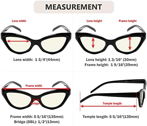 Olhos para os olhos de 4 óculos de leitura de lâmpada azul bloqueando os óculos de computador de gato leitores mulheres +1.0