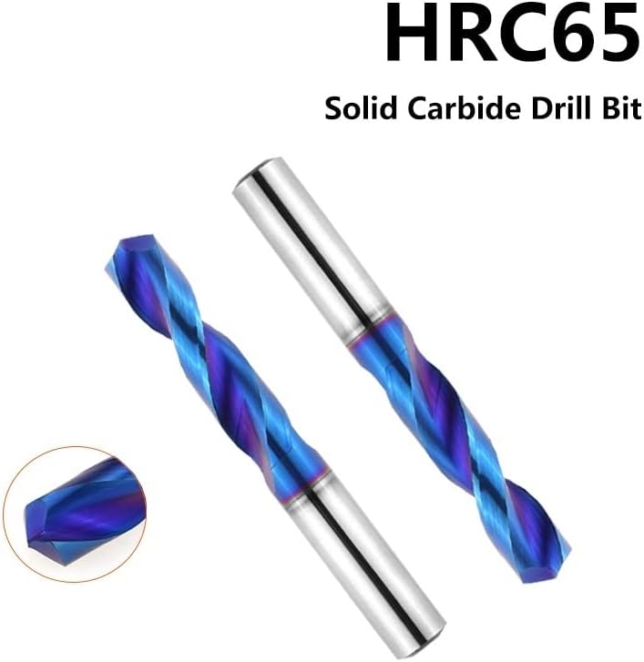 Mountain Men Twist Drill 1pc 1mm-16mm HRC65 Bits de broca de carboneto sólido, broca de torção de flauta em espiral azul 3D para ferramenta de aço inoxidável em liga dura