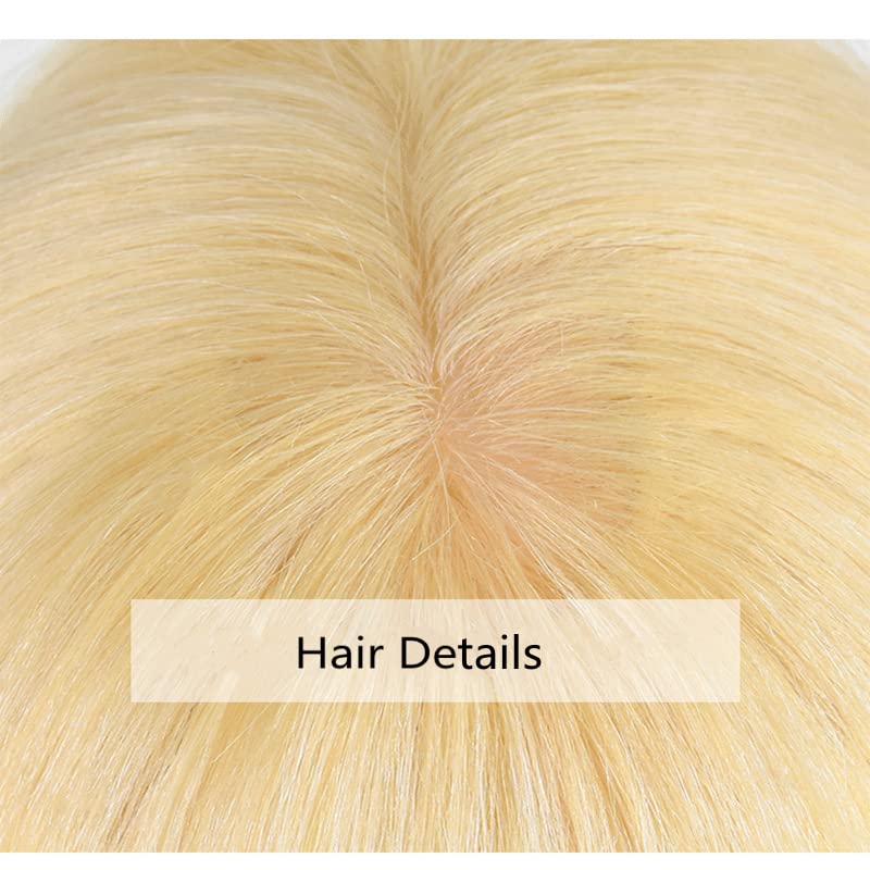 Jóias de anêmona 613 Capinhos de cabelo humano loiros para mulheres clipe em coco com franja de cabelo liso Fringe Toupee Middle