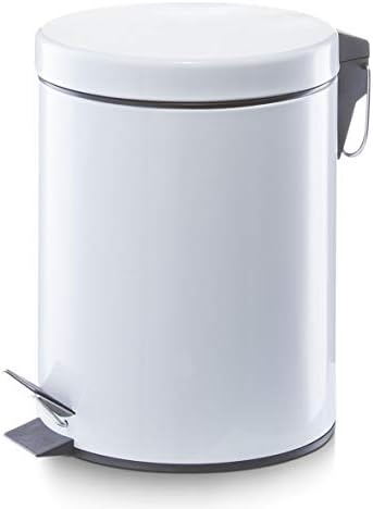 Zeller Pedal Bin 5L em branco, 20,5 x 20,5 x 28 cm