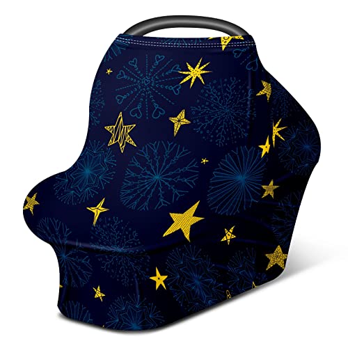 Capas de assento de carro para bebês estrelas amarelas estrelas azuis capa de enfermagem de flocos de enfermagem capa