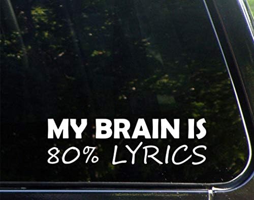 Meu cérebro é 80% de letra das músicas -para carros carros engraçados Vinil adesivo Decalque de janela | Branco | 8,75