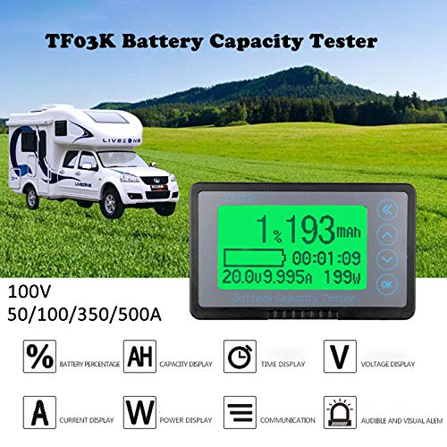 Monitor de bateria multifuncional, 50a / 100a / 350a / 500a testador de capacidade de bateria digital, indicador de bateria