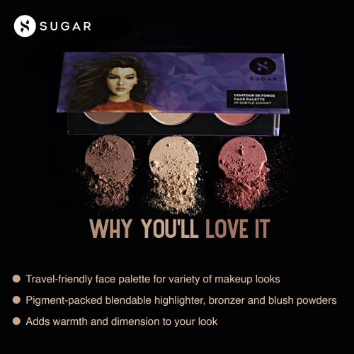 Paleta Face de Força de Cosméticos de Açúcar - 02 Fórmula de Vivida Vitória Vivida, blush leves, marcador e bronzeador,
