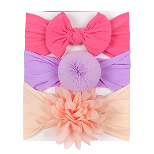 Yuanjay Toddler Infant Baby Garotas Meninas esticadas de renda sólida Acessórios para cabelos de banda de cabelos com nó para recém -nascidos crianças crianças pequenas