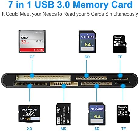 Leitor de 7 em 1 cartão multi-cartões, Rocketek USB 3.0 Card de memória leitor para sd/sdxc/sdhc/micro sd/cf/xd/ms/mmc câmer