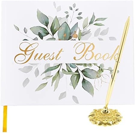 Livro de convidados de casamento com caneta - Sign in Book for Wedding Reception - Gold Foil - capa dura, 7 x 9