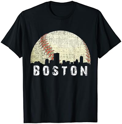 T-shirt vintage Boston Cityscape Baseball Loves Men Women Kids Kids