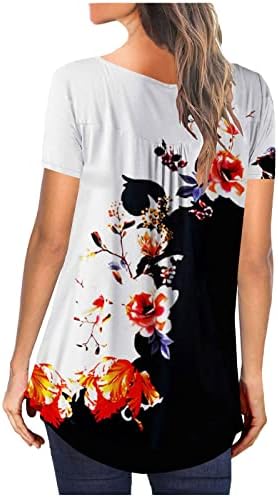 Túnica de túnica de verão de 2023 feminino camisetas de impressão floral casual camisetas de manga curta camiseta