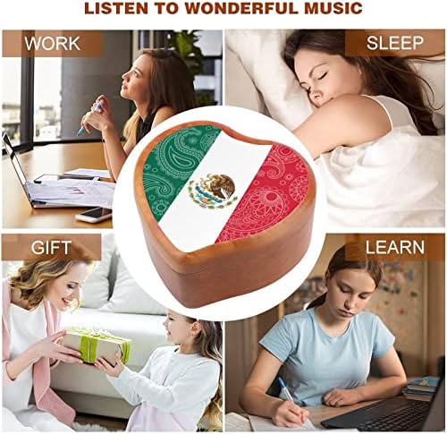 Caixa de música mexicana Paisley Bandeira Música Vintage Coração de Coração Musical Toys Decorações de Presentes