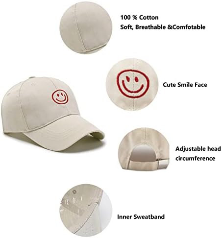 AJG Smiley Face Baseball Cap homem Mulheres algodão Capéu de pai ajustável Classic Casual Outdoor Unisex Trucker Hat Hat