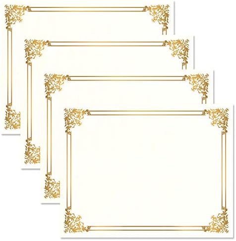 Empire Gold & White Pergamuário Documentos de Certificado - Pacote de 25 anos, compatível com impressora a jato a laser e tinta, para escritório, prêmios de negócios, graduação, diplomas escolares, 8-1/2 x 11 em 60 lb.