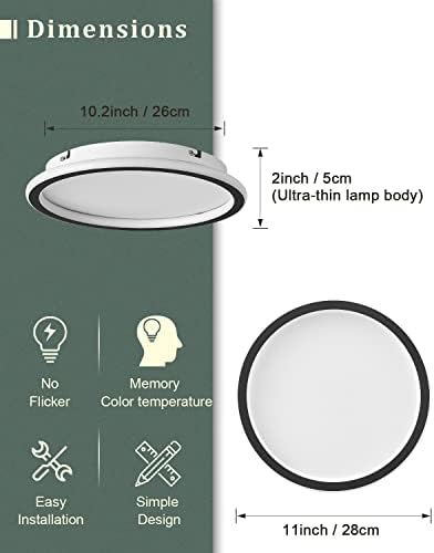 Luminárias de teto LED de monte de rubor de 12 polegadas 18W com controle remoto, luminária moderna de 3000k/4500k/6500k,