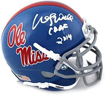 Wesley Walls assinou Ole Miss Rebels Schutt NCAA Mini Capacete com inscrição “CHOF 2014” - Mini capacetes autografados da NFL