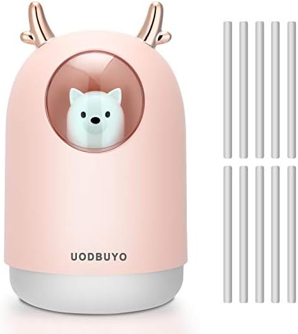 Uodbuyo portátil umidificador de névoa legal - 300 ml um mini umidificador de ar com 10 pcs umidificador de umidificador, 7 colorido