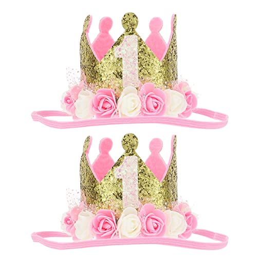 UONLYTCCH 2PCS Baby 1º aniversário Glitter Crown Primeiro Coroa da coroa do bebê Presente de bebê