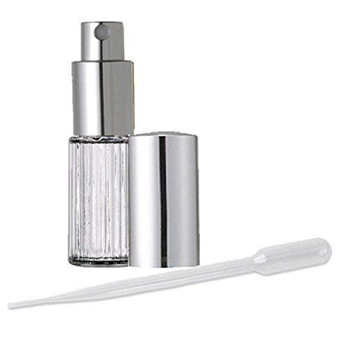 Grand Parfums Glass Fine Mist Perfume Atomizador, garrafa de vidro com nervuras, pulverizador de prata 1/4 oz 7,5ml