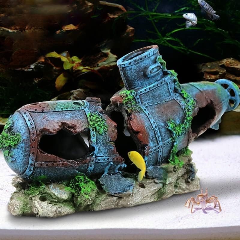 Batrc Syxysm Sunken Ship Submarine Aquário Ornamento de Ornamento de Naufrágio de Espanos decoração de tanques de peixes