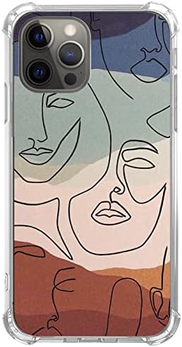 Nebruski colorida linha de arte enfrenta estojo compatível com o iPhone 11 Pro, estojo de rosto abstrato estético para adolescentes