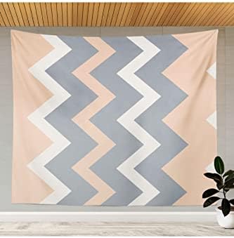 Ysahome geométrica tapeçaria, prata brilhante detalhada horizontal zigue -zagueiro Chevron Baby Kid Bursery com tema de parede macia e macia pendurada para o quarto dormitório, 55x48 polegadas, pêssego