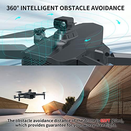 Tucok 011rts Drone com câmera 4K para adultos, transmissão de FPV de 9800 pés 5GHz, quadcóptero GPS de 3 eixos com câmera EIS, prevenção