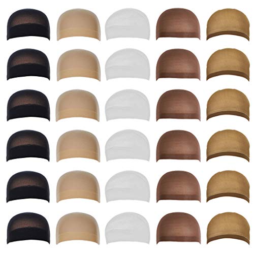 Deepth 12 peças de meia peruca 5 cores Caps de peruca de nylon elásticos para mulheres e homens
