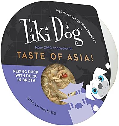 Tiki Pets Dog Taste of the World Mety Wet Food Restaurant Refeições inspiradas, Asia Pequim Duck 4 xícaras, 3 oz