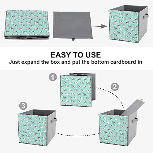 Nudquio Head Bulldog Dobrando caixas de armazenamento Caixas colapsíveis Cubo de tecido Organizador simples com alças