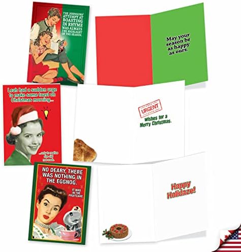 Nobleworks Variety Pack de 10 cartões de Natal com envelopes, desenho animado adulto, variedade de férias de humor para homens e mulheres