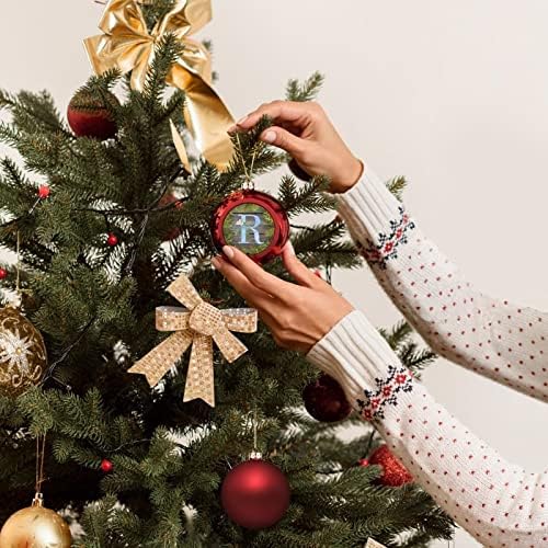 Ornamentos de bola de letras maiúsculas, ornamento de bola de natal do monograma grande, aquarela monograma floral letra r ornamentos para a árvore de Natal decoração de férias de ano novo