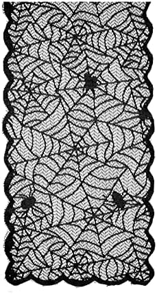 Halloween Spiderweb Black Lace Table Table Runner 13 x 72 polegadas por Charmed By Dragons