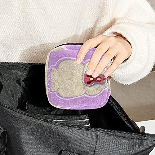 Bolsa de armazenamento de guardanapos sanitários de Oryuekan, bolsas de zíper menstrual reutilizável portátil, bolsa de armazenamento de tampões para mulheres meninas, desenho animado de animais