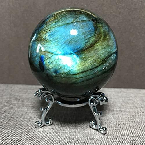 MTD GEM GEM NATURAL LABRIdorite Sphere Rock Quartz Crystal Ball Healing Ornament Specimen + Pedestal