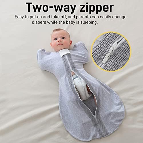 ZigJoy Baby Bobagem vestível Swaddle recém-nascido com braços para cima de algodão Baby Sleep Bag com zíper de 2 vias 0,5 tog