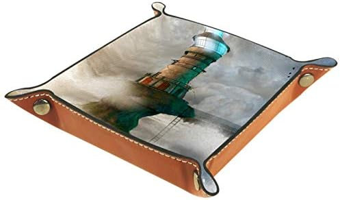 Lyetny Fantasy Lighthouse Ocean Organizer Bandeja caixa de armazenamento Bandeja de mesa de mesa de mesa Caddy Alteração