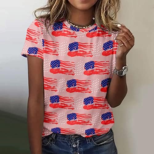 4 de julho camisetas camisetas para mulheres de verão de manga curta túnicas tops usa bandeira estrela listras camisetas