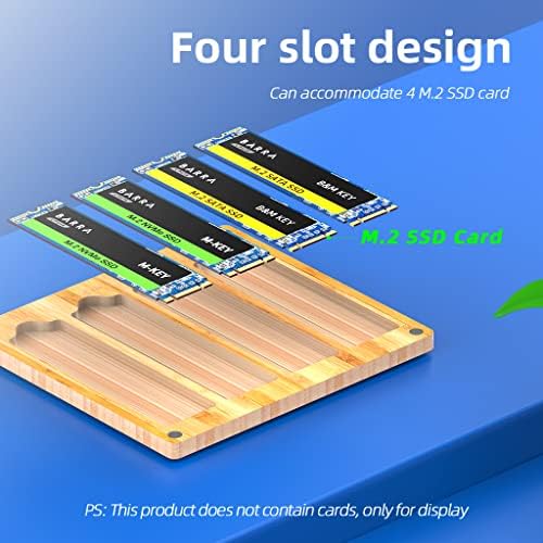 Feifanzhe 4 Slot Transparente Bamboo Fechamento magnético Caixa de gabinete SSD Caixa de gabinete, M.2 NGFF Caixa de proteção