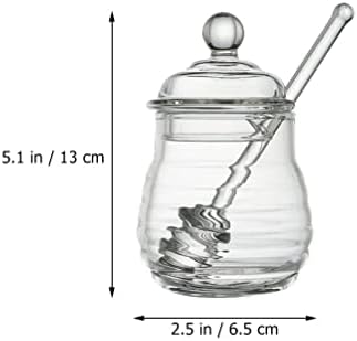 Jarra de armazenamento de vidro de cabilock 1 conjunto de vidro pane de mel de jarra transparente com tampa de mel de mel dispensador